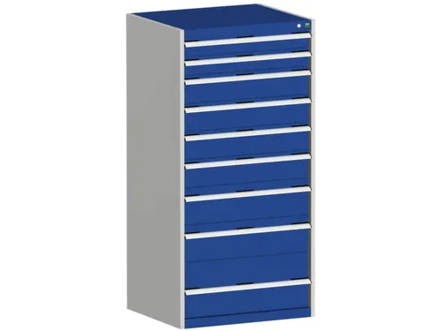 ladekast HxBxD 1600x800x650mm 9laden RAL7035 front RAL5010