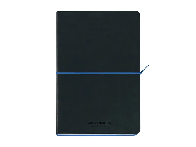 Notitieboek Aurora Tesoro A5 192blz lijn 80gr zwart blauw