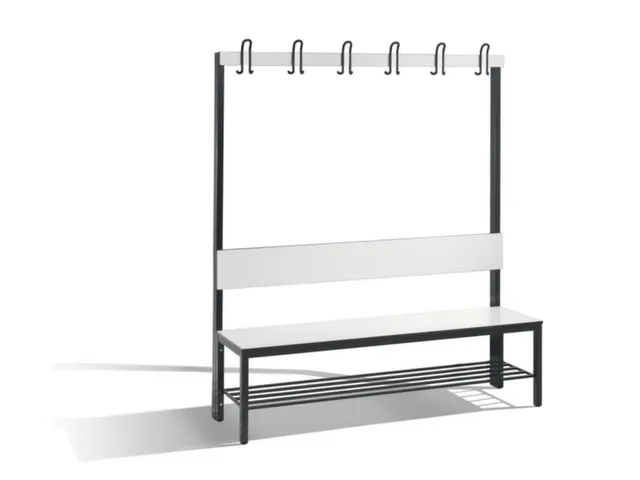 omkleedbank,HxLxD 1650x1500x407mm,HPL wit,frame staal RAL7021