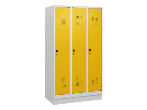 schoollocker,HxBxD 1630x900x500mm,3vak,vak B 300mm,draaigrendel,sokkel