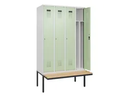 locker met bank,voor scheiding van kleding,HxBxD 2120x1200x815mm,4vak