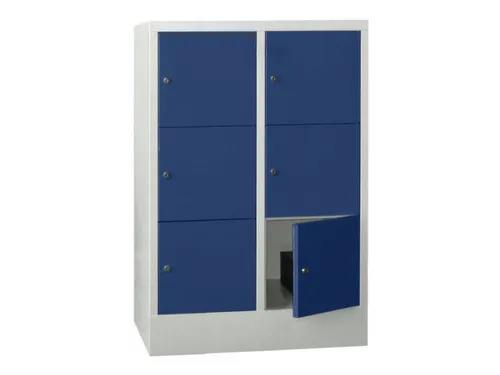lockerkast,HxBxD 1187x800x500mm,2x3vakken,RAL7035,front RAL5010