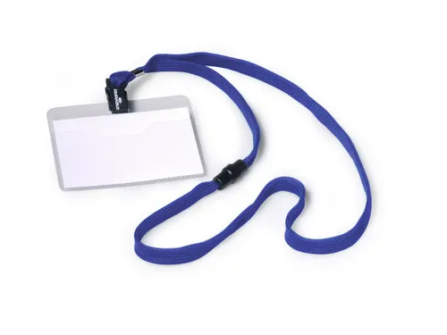 Badge 60x90mm met textielkoord Donkerblauw