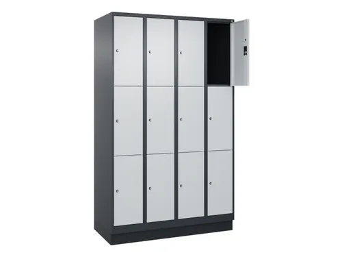 lockerkast,HxBxD 1950x1200x500mm,4x3vakken,vak B 300mm,cil.-slot
