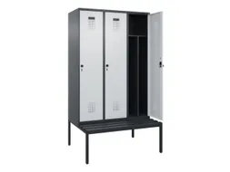 locker met bank,voor scheiding van kleding,HxBxD 2120x1200x815mm,3vak