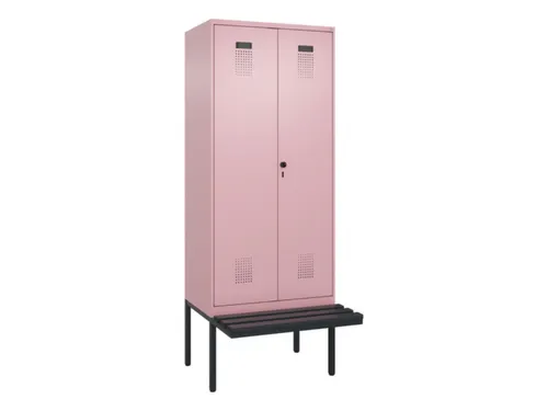 PBM-locker met bank,HxBxD 2120x800x815mm,2vak,vak B 400mm,draaigrendel