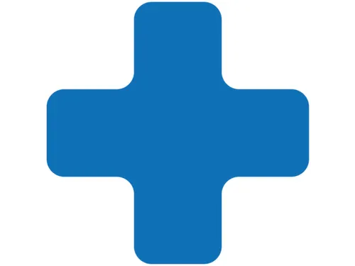 plaksymbool,plus,markering HxB 150x150mm,polycarbonaat,blauw
