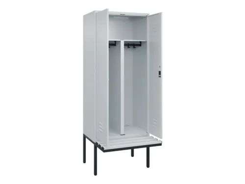 PBM-locker met bank,HxBxD 2120x800x815mm,2vak,vak B 400mm,cil.-slot