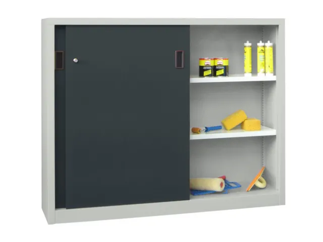 schuifdeurkast,HxBxD 1200x1500x500mm,RAL7035,front RAL7016