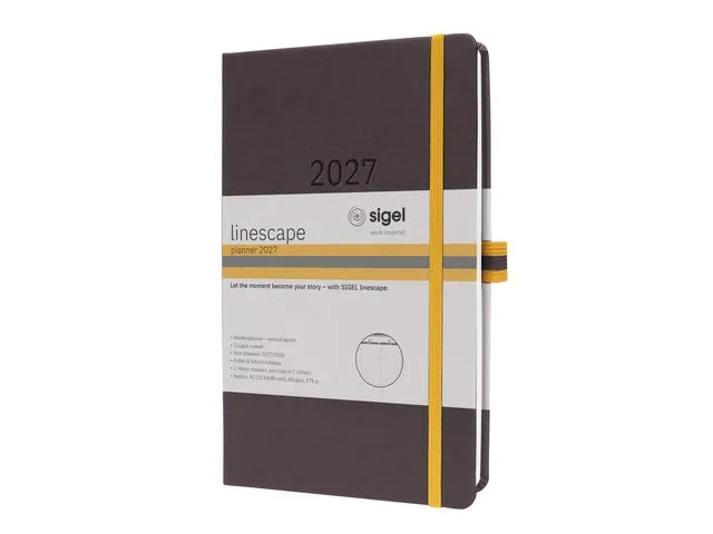 Weekagenda Linescape A5 2027 (EN) donkergrijs Hardcover verticale inde