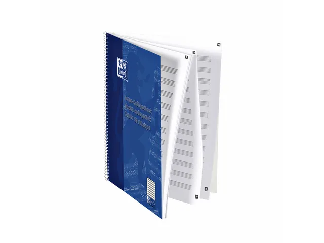 Cahier de musique Oxford A4+ 4 perforations 50 feuilles bleu
