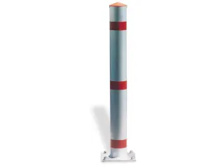 Afzetpaal Ronde Buis Ø 76Mm Vast Bodemplaat Spitse Kop Wit/rood - 2