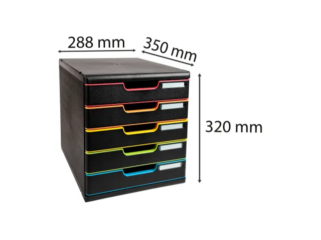 Module de classement Modulo Black Office 5 tiroirs fermés - Noir/arle