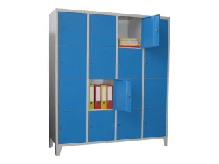 lockerkast,HxBxD 1850x1600x500mm,4x4vakken,RAL7035,front RAL5012 - 2