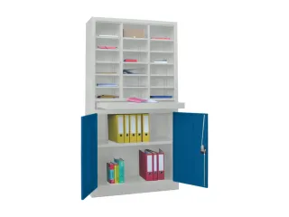 Postsorteerkast Met Deuren 1950x1000x400mm 3x6 Ral7035 Front Ral5010 - 1