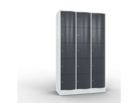 lockerkast cil.slot 1950x1150x540mm 3x5 vakken RAL7035 front RAL7021