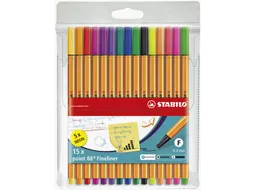 Fineliner Stabilo Point 88 0.4mm 15 Stuks Assorti Inclusief 5X Neon
