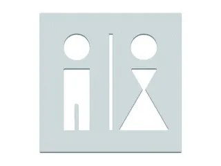 deurbord,wc dames/heren gescheiden,RVS,zelfklevend,HxB 160x160mm - 1