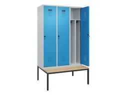 locker met bank,voor scheiding van kleding,HxBxD 2120x1200x815mm,3vak