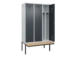 locker met bank,voor scheiding van kleding,HxBxD 2120x1200x815mm,3vak