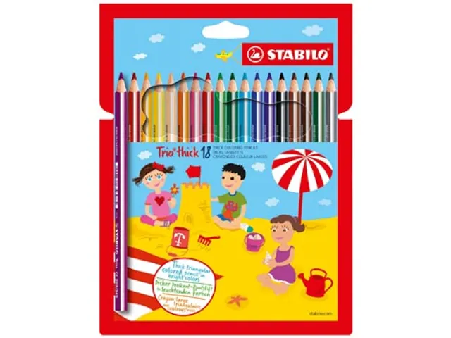 Trio thick kleurpotlood etui van 18 stuks assorti