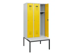 locker met bank,HxBxD 1950x900x815mm,3vak,vak B 300mm,cilinderslot