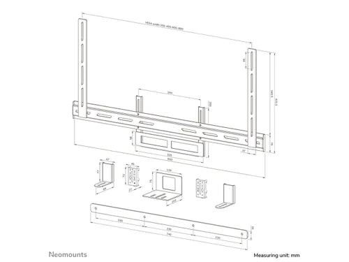 Neomounts AV2-500BL Videobar kit - 43-110 inch - max 10 kg - VESA 200x
