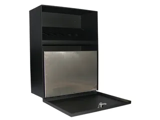 Wandasbak staal 24x30x9cm 7L zwart met 2 sleutels - 2