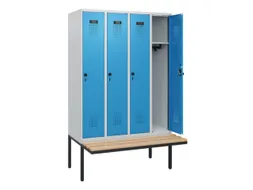 locker met bank,HxBxD 1950x1200x815mm,4vak,vak B 300mm,draaigrendel
