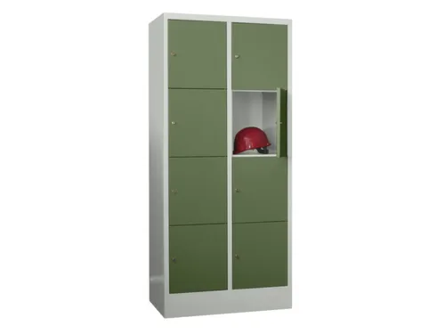 lockerkast,HxBxD 1850x800x500mm,2x4vakken,RAL7035,front RAL6011