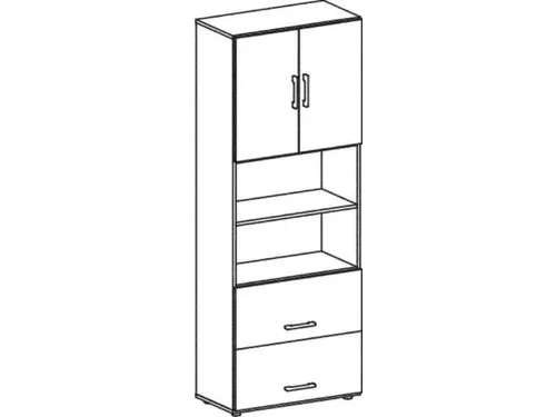 kantoor-combikast HxBxD 2160x800x420mm dubbele vleugeldeur lichtgrijs