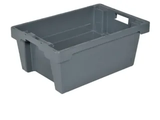 Euronorm Draaistapelbak 300x600x400mm Wanden/Bodem Gesl. Grijs - 1
