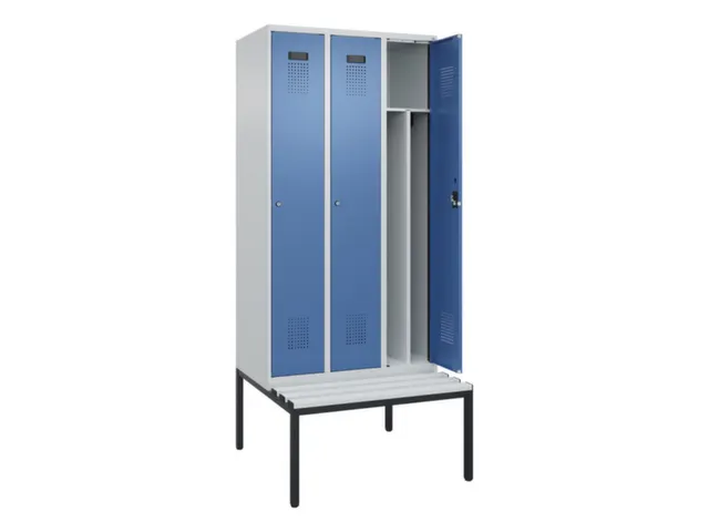 locker met bank,voor scheiding van kleding,HxBxD 2120x900x815mm,3vak