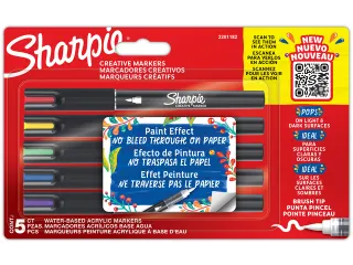 Creatieve marker Sharpie brushpunt assorti blister à 5 stuks - 1
