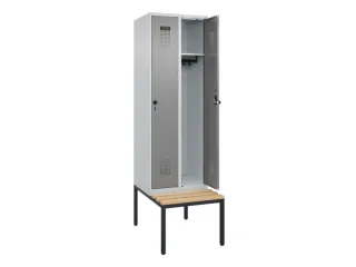 locker met bank,HxBxD 2120x600x815mm,2vak,vak B 300mm,draaigrendel - 2