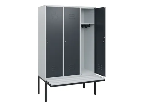 locker met bank,HxBxD 1950x1200x815mm,3vak,vak B 400mm,cil.-slot