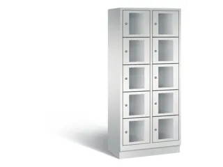 Lockerkast 1800x810x500mm 2x5 vakken Cilinderslot, Sokkel, RAL7035 - 2
