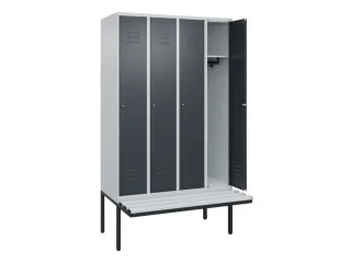 locker met bank,HxBxD 2120x1200x815mm,4vak,vak B 300mm,cil.-slot - 2