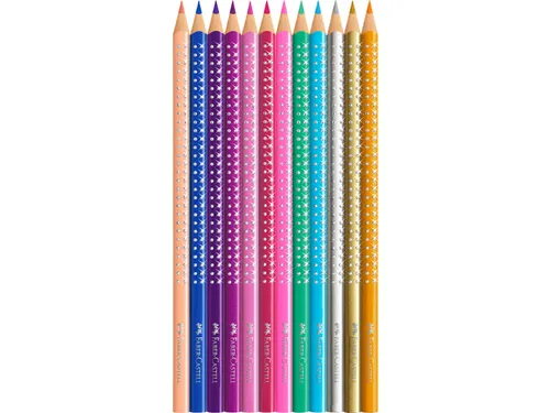 Kleurpotloden Faber-Castell Sparkle in roze blik á 12 stuks