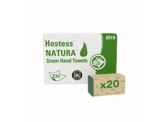 Hostess Nature handdoek Z-vouw 1-laags groen 23x25cm 20 pak - 1