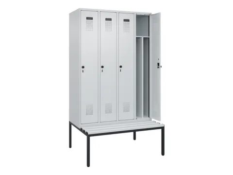 locker met bank,voor scheiding van kleding,HxBxD 2120x1200x815mm,4vak