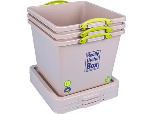 Recycled opbergdoos 60 liter Grijs Stapelbaar