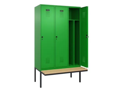 locker met bank,voor scheiding van kleding,HxBxD 2120x1200x815mm,3vak