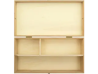 Tekendoos 24x12.5x6cm ongelakt beukenhout 3 vakken - 2