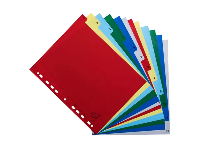 Tabbladen Polypropyleen A4+ 0.12mm 1-12 Bedrukte Tabs 12-Delig