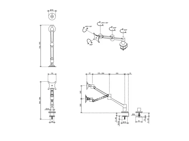 OUTLET Bras Support 1écran ViewLite Plus 623 Noir