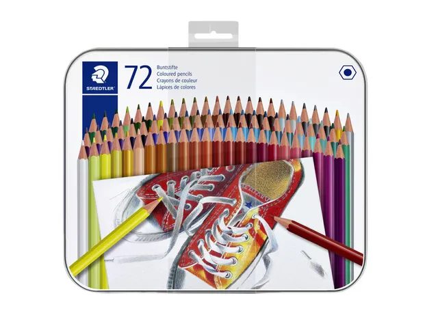 Kleurpotlood Staedtler 175 6-kantig assorti blik à 72 stuks