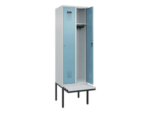locker met bank,HxBxD 2120x600x815mm,2vak,vak B 300mm,cilinderslot