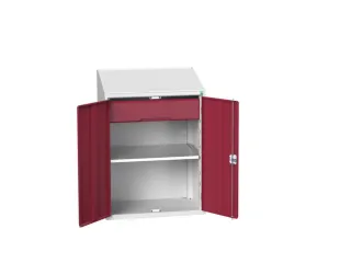 lessenaarkast 1130x800x550mm legbord en lade RAL7035 + RAL3004 - 1