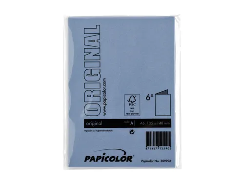 Correspondentiekaart Papicolor dubbel 105x148mm donkerblauw pak 6 st